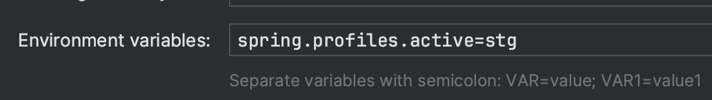 Environment variable spring.profiles.active declared in the IntelliJ run configuration